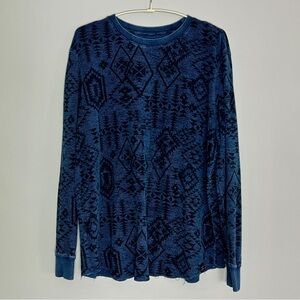 Lucky Brand Indigo Jacquard Knit Crewneck Sweater – Blue, XL